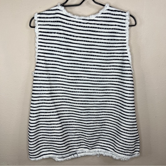 1x Green Envelope Blue White Print Sleeveless Top Preppy Classic - Picture 5 of 8